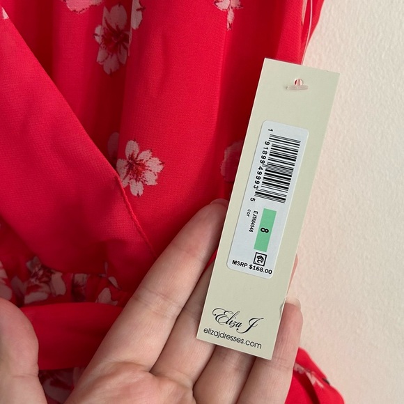 Eliza J Floral Flutter Sleeve Faux Wrap Maxi Dress - Picture 5 of 6